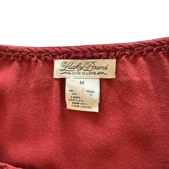 Lucky Brand Women’s Round Neck 3/4 Sleeve Red Blouse size L - Picture 2 of 5